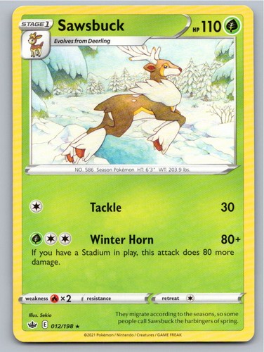 2021 POKEMON SAWSBUCK CHILLING REIGN 012/198 R NM A87266 FREE S&H
