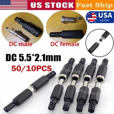 100Pc DC Power Male Plug Connector 5.5x2.1mm DIY Wire DC Power Plug Jack Adapter