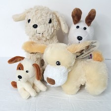 Lot of 4 Puppy Dog Brown Tan White Plush Stuffed Animal 6" Soft