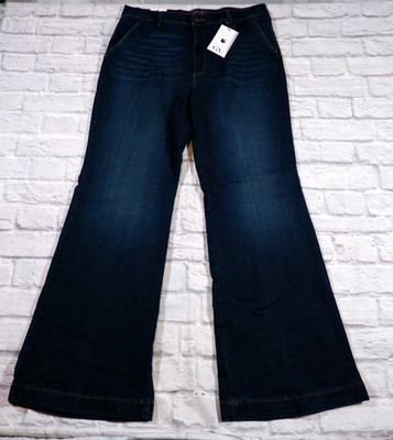 NWT Gloria Vanderbilt High Rise Trouser Flared Dark Wash Womens Jeans 16