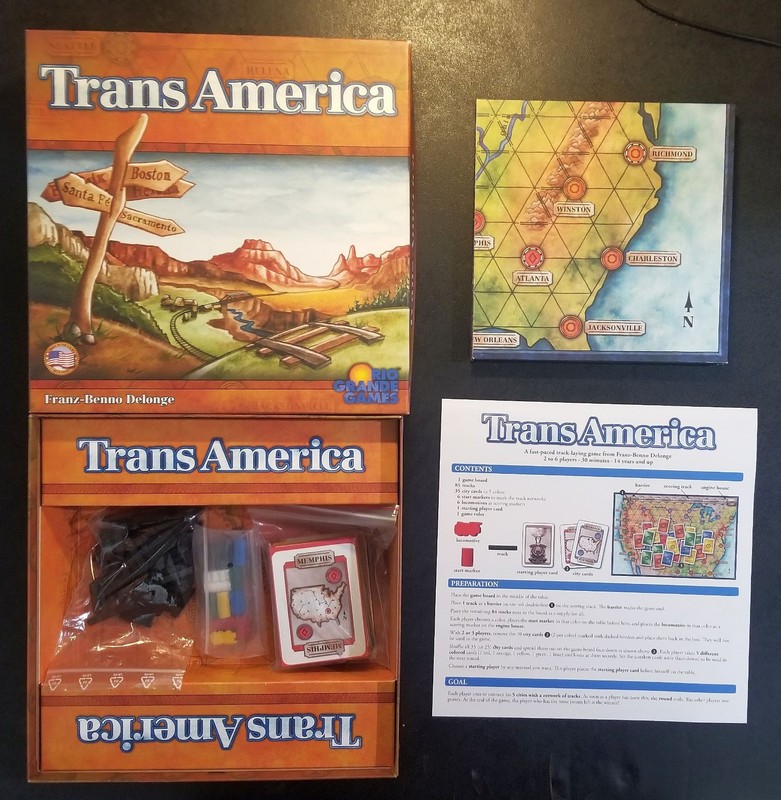 Trans America Board Game 2001 Rio Grande Games Used Complete Great Condition