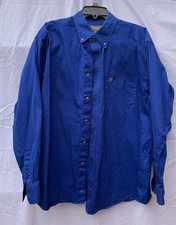 Ariat Twill Men's XL/TG Button Down Long Sleeve Solid Blue Shirt Work