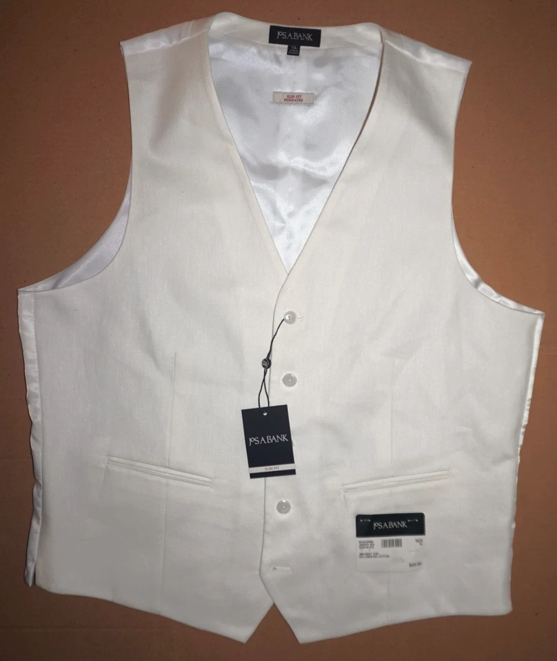 Jos A Bank Linen Vest XL Slim Fit White Soft Stretch Linen Blend NWT - Image 2 of 4