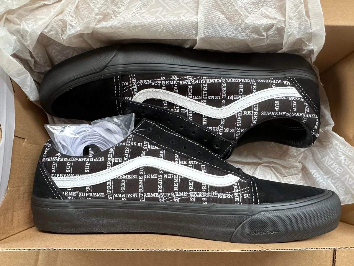 Supreme x Vans Old Skool Pro Logo Pattern - Black for sale | eBay