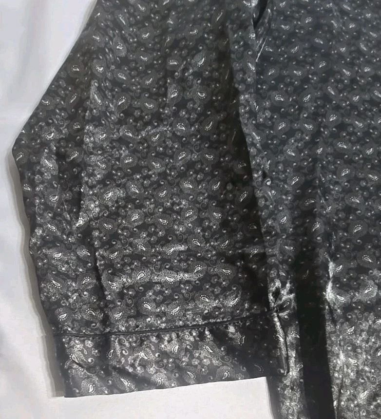 Alexander Del Rossa 100% Satin Men's 2 Piece Pajamas 2XL Black Pajama Set - Image 3 of 4