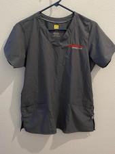 Wonder Wink MD Now Women's V-Neck Classic Fit Sz small Gray Scrubs Top