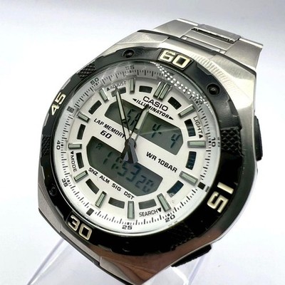CASIO AQ 164W Analog Digital 10BAR Men's Watch Working Condition from JAPAN