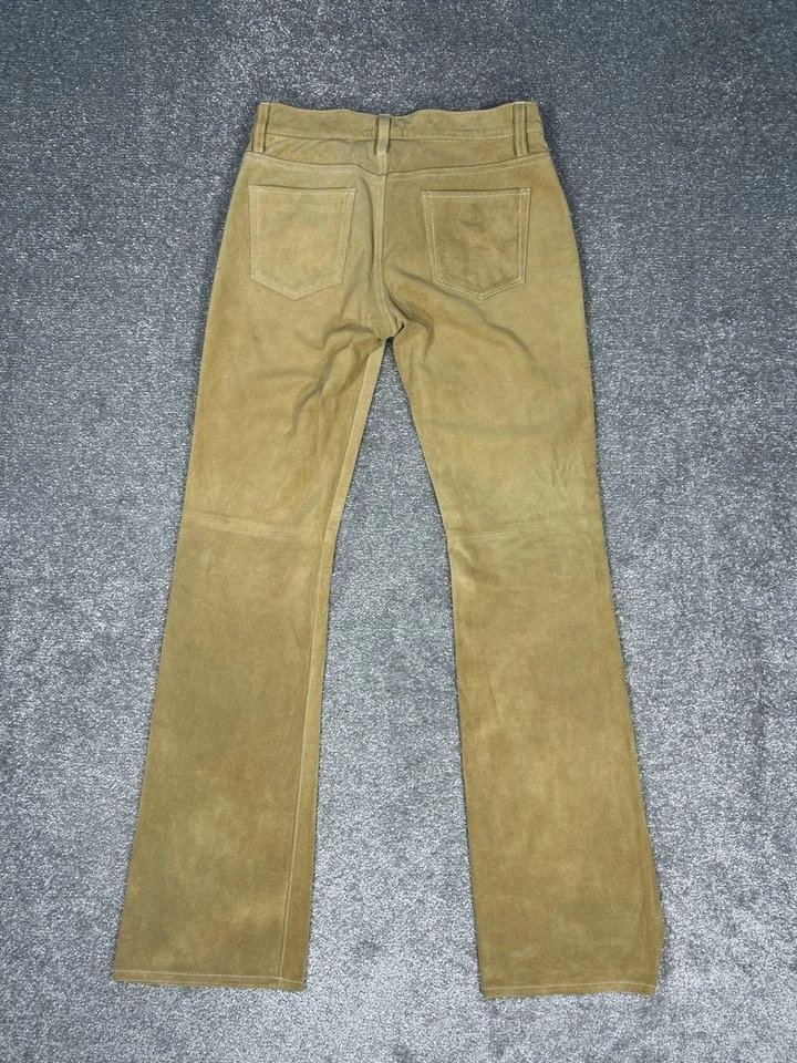 Pantalones Gap Vintage Mujer 4 Cuero Marrón Completamente Forrado Interior Tiro Bajo Pierna Acampanada Foto 2 de 4