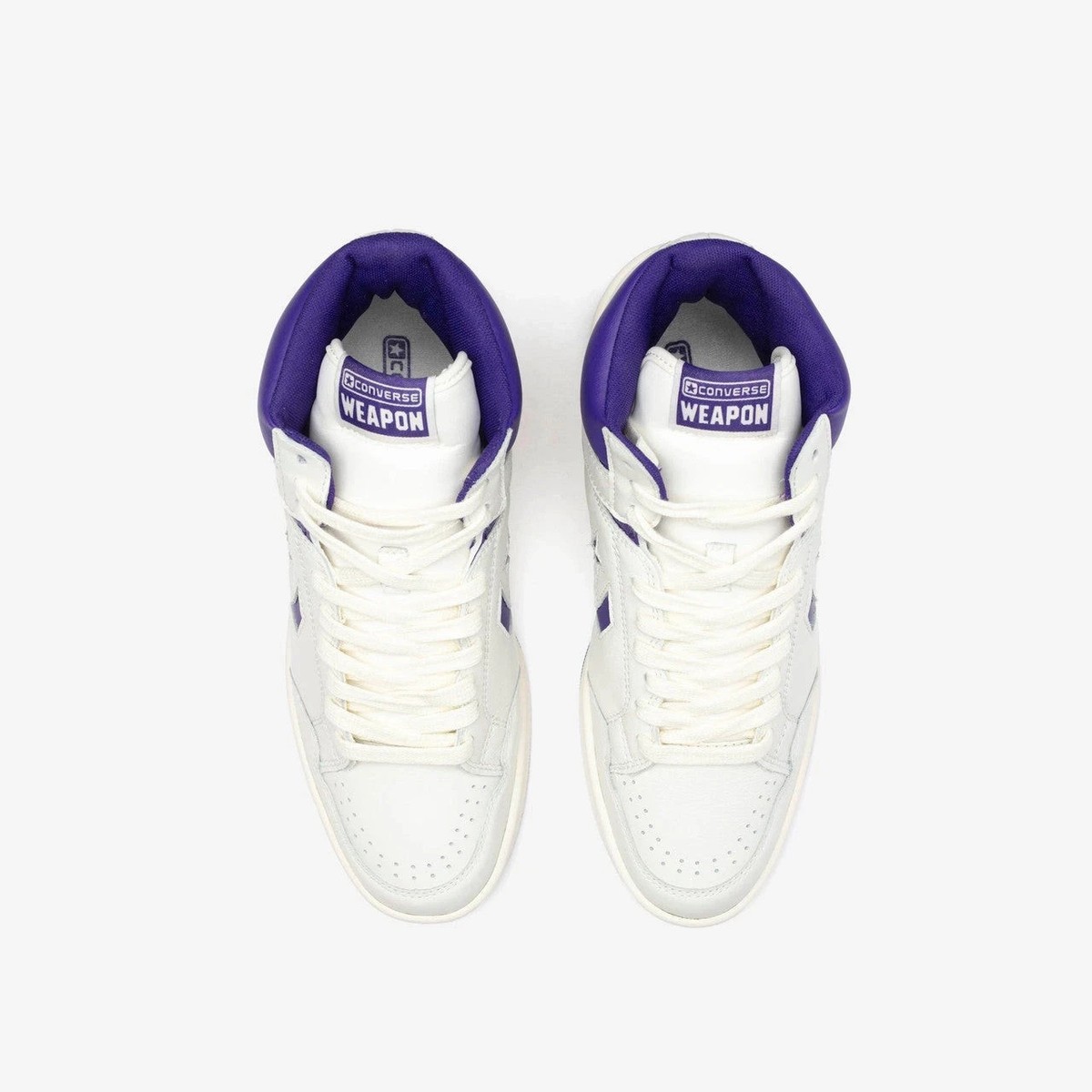 Converse Weapon Mid Men\'s Size 11.5 White Purple Leather Athletic Shoes A11211C Converse Weapon Mid Leather Court Purple Vintage White Men main image 3