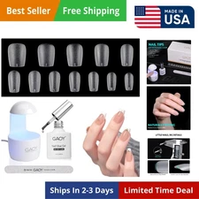 Nail Tips and Glue Gel Kit with Mini UV Light, Gel Nail Kit, 360Pcs Matte Extra