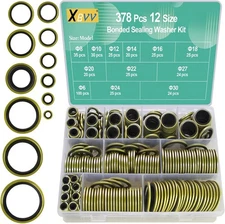 378 Pcs NBR Metal Bonded Sealing Washer Assortment Kit M6 M8 M10 M12 M14 M16 M18