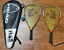 E-Force Dual Cylinder 22"Longstring Quaraform Raquetball Raquet 2 PACK + Cover!