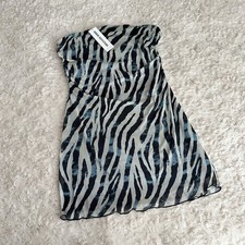 Urban Outfitters Zebra Print Mesh Strapless Bandeau Bodycon Mini Dress L NEW £32
