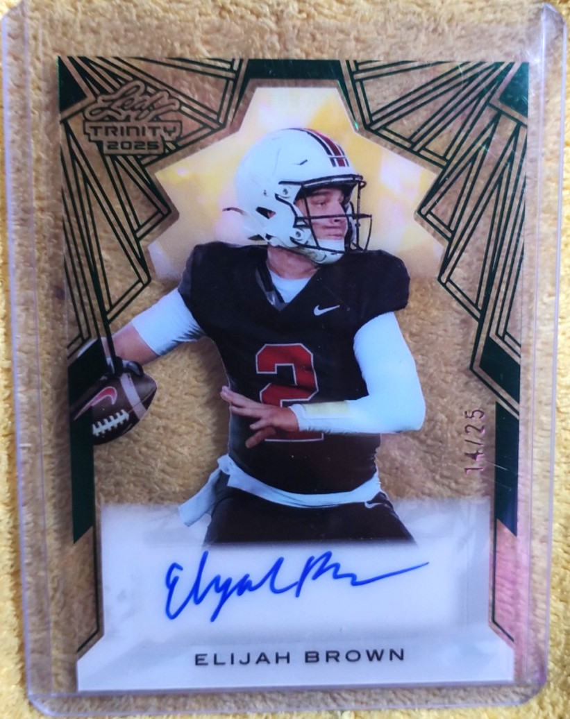 ELIJAH BROWN 2025 LEAF TRINITY CLEAR GREEN AUTO /25 - WASHINGTON HUSKIES