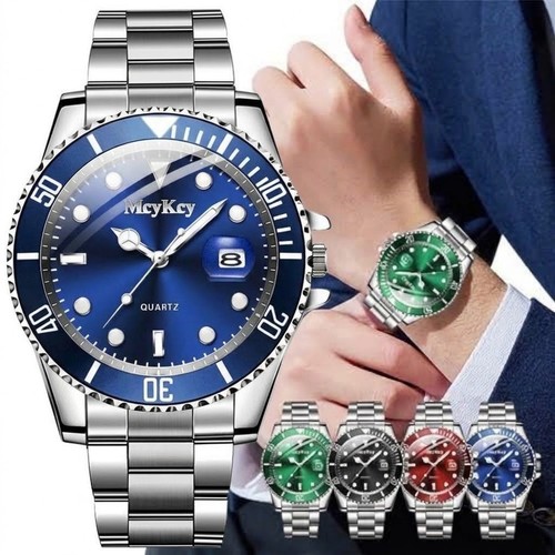 Men's Fashion Watch Stainless Steel Strap Quartz Analog Date Casual Wristwatch