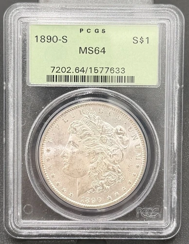 1890 S Morgan Silver Dollar $1 PCGS MS 64 OGH Holder, High Grade Semi-Key Date