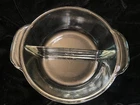 FIRE KING Round Divided Bowl/Casserole dish 1 1/2 quart clear glass USA Vintage