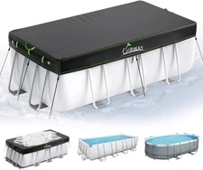 9X18 FT Winter Rectangular Pool Cover with Reflective Strips, Swimming Pool Cove