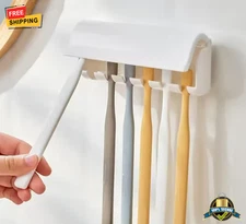 1 pc Toothbrush Holder Strong Adhesive Wall Mount Detachable Bathroom Organizer