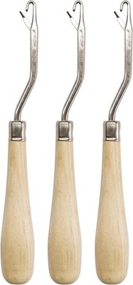 Latch Hook Tools, 3Pack Wooden Bent Hooks Silver 