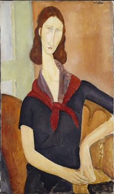 Amedeo Modigliani ''Jeanne Hebuterne '' portrait impressionist italian scarf Brown