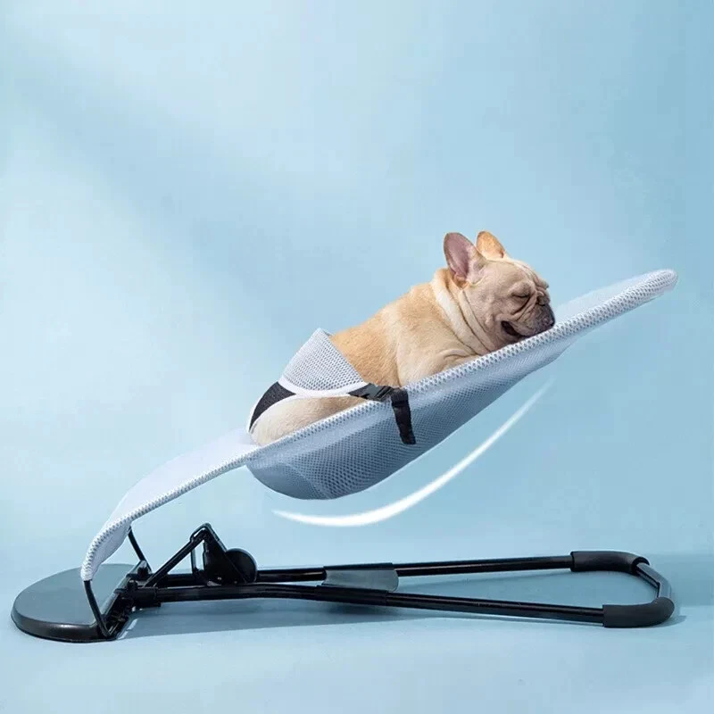 Portable Pet Rocking Chair Folding Bed for Medium Dog Cat Sunbathing Rest