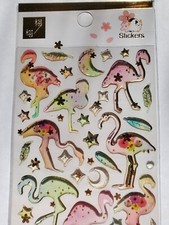 FLAMINGO Glitter Magic Dimensional Sticker Sheet with gold accents