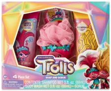 Trolls Soap and Scrub Set, Popalicious Berry and Rainbow Berry Scents, 4 Pieces