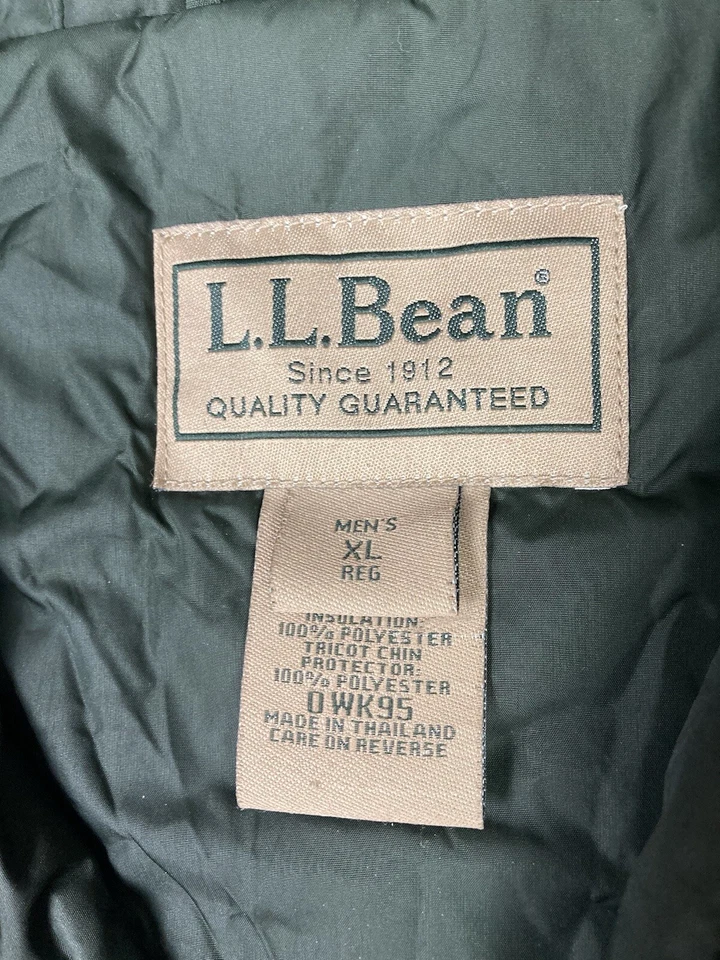 De Colección LL Bean Chaqueta Para Hombres XL Regular Verde Capucha Estadio Abrigo Abrigo Aislante Foto 4 de 4