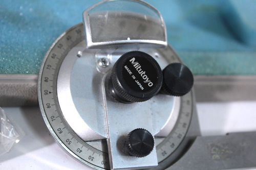 MITUTOYO UNIVERSAL BEVEL PROTRACTOR 187-907 SIZE 150MM MADE IN JAPAN - Foto 5 di 5