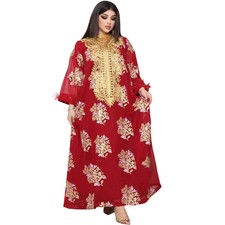Muslim Evening Gown Embroidery Maxi Dress Dubai Arab Abaya Turkey Kaftan Women