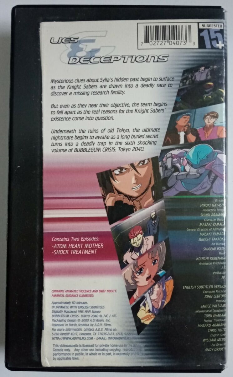 Bubblegum Crisis Tokyo 2040 Vol 6 Mindbender VHS Video Tested English Subtitles Bubblegum Crisis Tokyo 2040 Vol 6 Mindbender VHS Video Tested English Subtitles