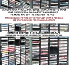 Various Genres of Rock n' Roll, Pop, Blues, Metal Music Cassette Tapes  "Choice"