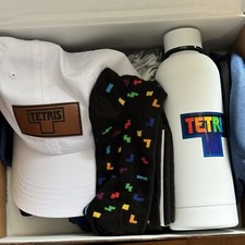 Tetris 40th Anniversary Prize Packet Tetris Bottle Hat Socks Bag Notebook HTF