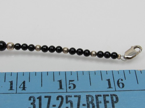 Vintage Sterling Silber Halskette Bank Perlen Schwarz Onyx Navajo Perlen - Bild 10 von 15