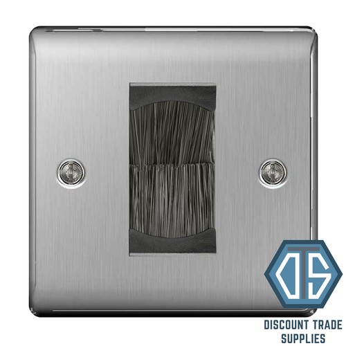 BG Nexus Brushed Steel Switches & Sockets Full Range Satin Chrome Grey Inserts - Picture 60 of 91