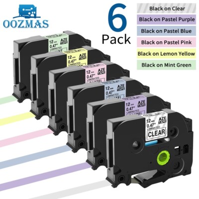 6PK Compatible Brother P-Touch TZe-231 TZe-131 TZ 12mm Label Tape PT-D210 1/2''