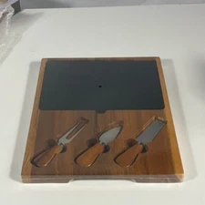 H-E-B Kitchen & Table Acacia and Slate Cheese Board with 3 Cheese Knives NEW