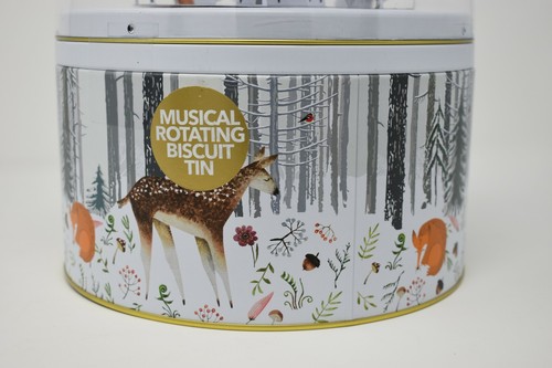 Debenhams Silver Crane Winter Woodland Rotating Musical Decorative Biscuit Tin - Picture 3 of 9