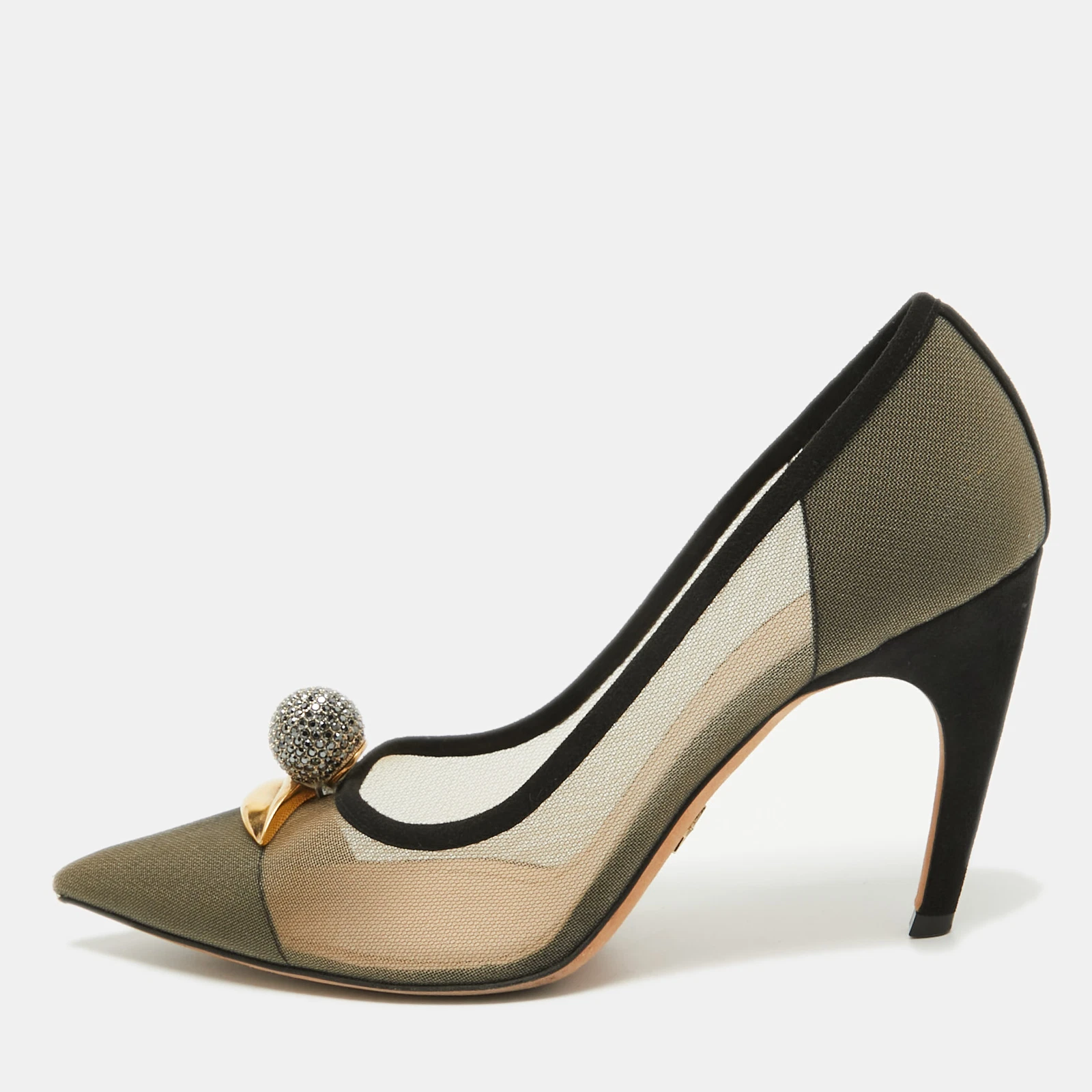 Escarpins Dior beige/noir daim et maille surréalistes yeux taille 40
