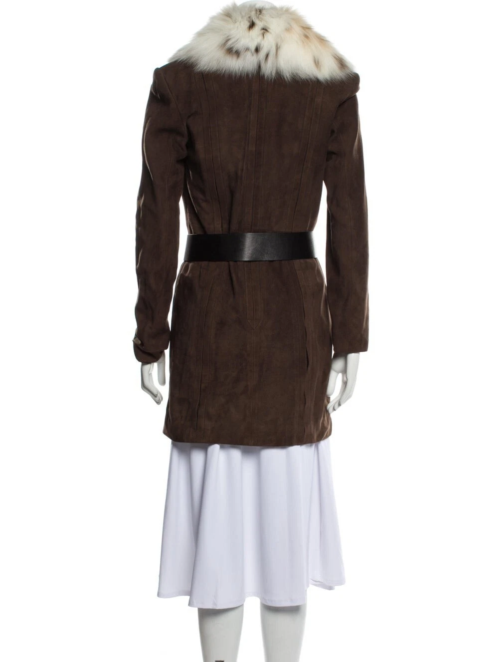 LOEWE Cappotto collare in pelle scamosciata morbida pelle scamosciata con cintura in pelle nera