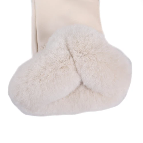 Women's Winter Genuine Leather Gloves Rex Rabbit Fur Warm Trim Cuff Velvet Lined - Picture 29 of 88