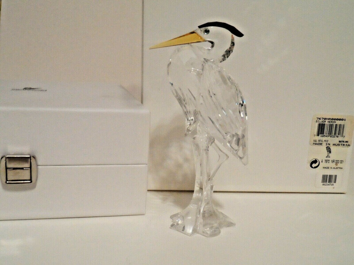 スワロフスキー　鷺（サギ）Silver heron SWAROVSKI CRYSTAL SILVER HERON BIRD FIGURINE NEW IN BOX