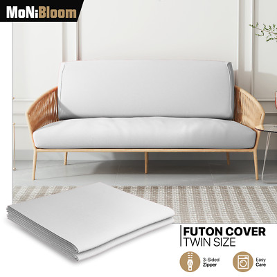 Grey Twin Size Slipcover Stretch Futon Cushion Cover Washable Sofa Bed Protector