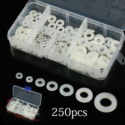 M2 M2.5 M3 M-4 M5 M6 M8 250Pcs Black Nylon Flat Washer Gasket Set Home Industrial Sealing Rings Assortment Kit 7 Models M2 M2.5 M3 M-4 M5 M6 M8 250Pcs Black Nylon Flat Washer Gasket Set Home Industrial Sealing Rings Assortment Kit 7 Models