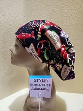 Cajun Cookings Women's  Euro/Chef Surgical Scrub Hat/Cap Handmade