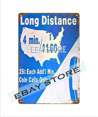 Long Distance Calls Telephone Booth retro tin sign artwork  home plaque