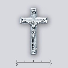 .925 Silver Beveled Crucifix w/ .925 Italian 22" Silver Rope Chain