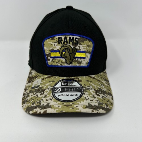 New Era 39Thirty Los Angeles Rams Fitted Hat Cap Black Camouflage Size M/L