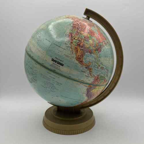 Replogle World Ocean Series 10" Spinning World Globe Rotating Axis Gold Stand - Picture 1 of 8